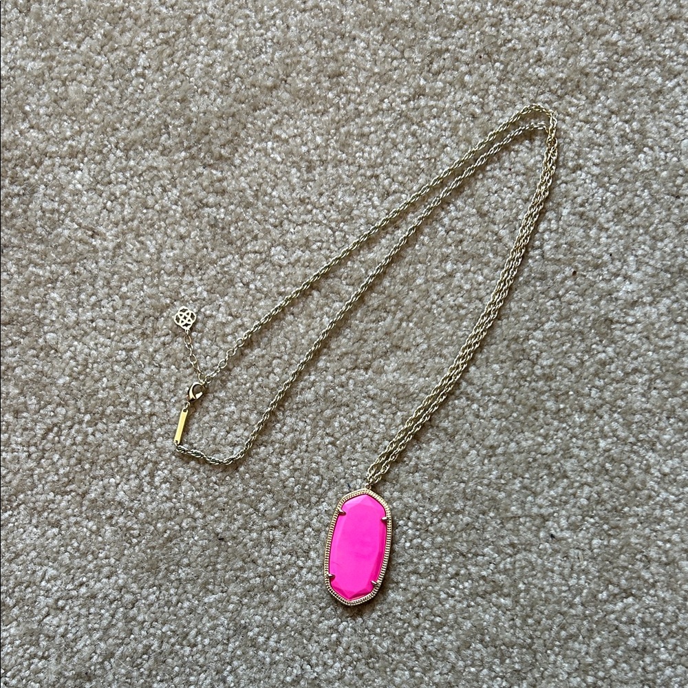 Kendra Scott Danielle Gold Necklace with Pink Pendant
